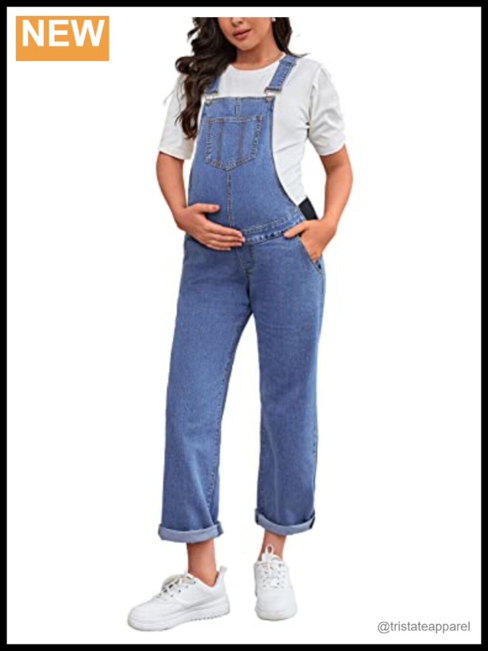 MOMOOD Maternity Overalls Bib Straight Leg Ankle Length Adjustable Straps